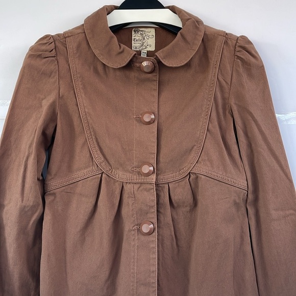 Tulle Brown Cotton Peasant Cottagecore Jacket XS - Picture 5 of 8